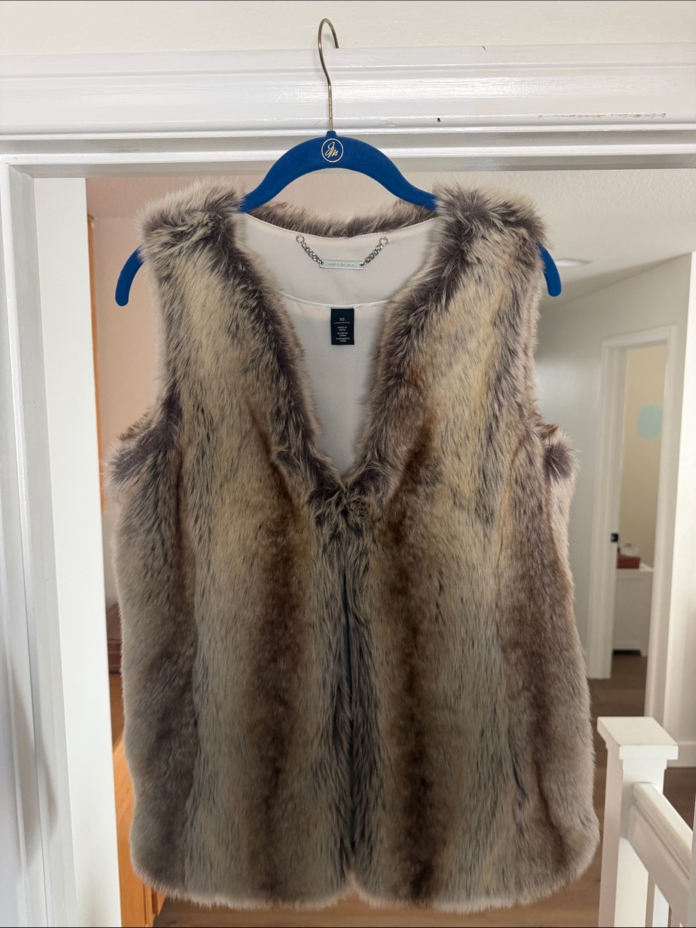 Sleeveless Faux Fur Vest in Taupe Brown for Women